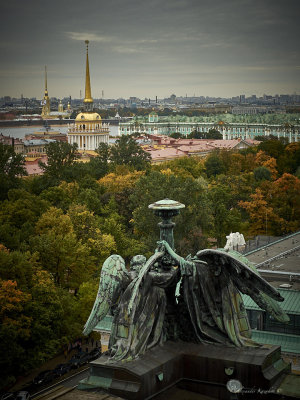 Isakivsky Cathedral view of the Admiralty and Peter &Paul Fortress