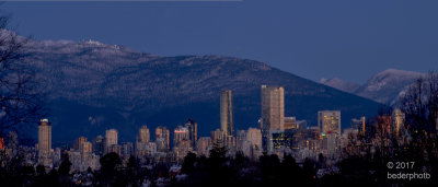vancouver after winter sunset
