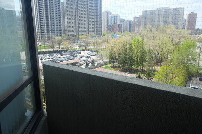 On the tiny balcony