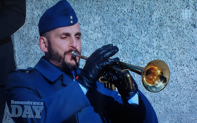 Screen capture of the trumpeter at Remembrace Day