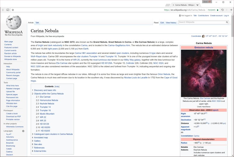The Carina Nebula - Wikipedia