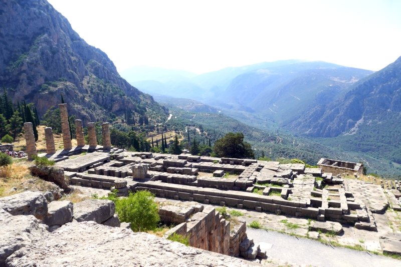 The <a href=https://www.ancient-greece.org/architecture/delphi-temple-of-apollo.html >Temple of Apollo</a>