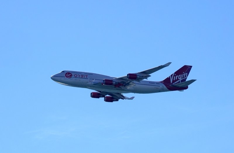 The Virgin Orbit Cosmic Girl plane, designed to launch rockets into space