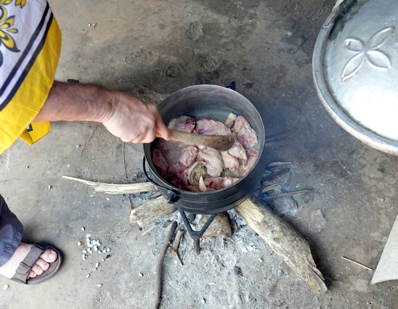 We had a home-hosted lunch with a local family where the men of our group cooked the meat and the women the vegetables