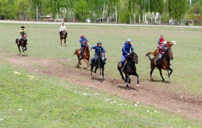 A full-gallop race