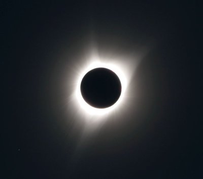 The Corona at totality - the white speck in the lower left corner, is the star Regulus