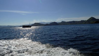 Traveling by high-speed boat to Komodo Island for our first search for the Komodo Dragons