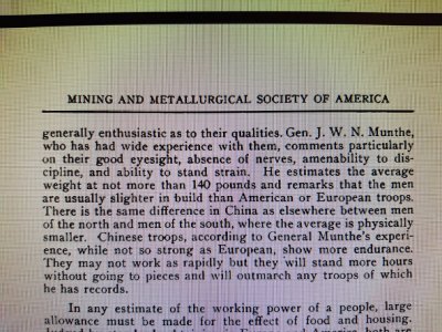 Johan Wilhelm Normann Munthe on Chinese workers