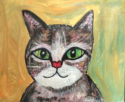 Happy art painted cat for sale