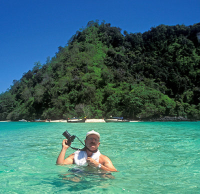 Walking between small islands on a sandbar