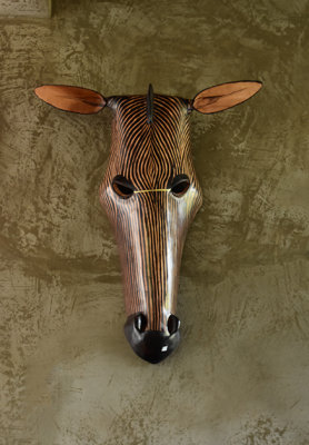 Carved Wooden Zebra Mask