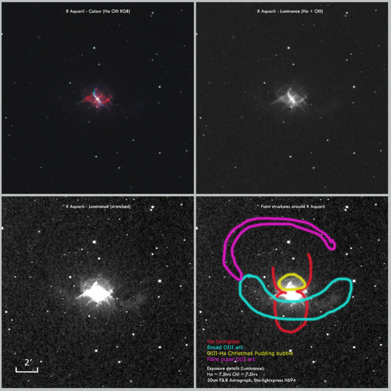 R Aquarii - discovery of new faint features