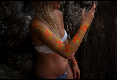 Body painted tourist in Maya Bay