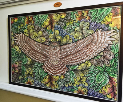 22 Dads (at 95) colored pencil owl 3613