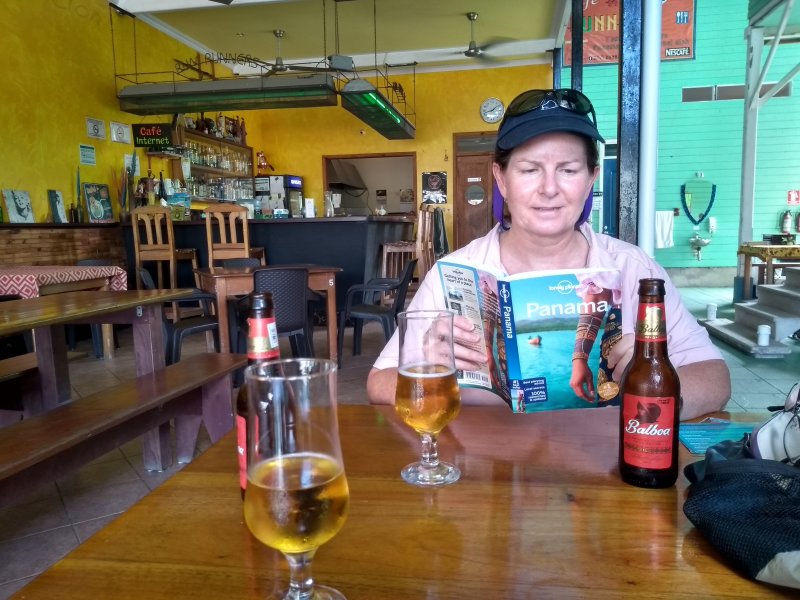 Back in the heat - we needed a cold beer...
