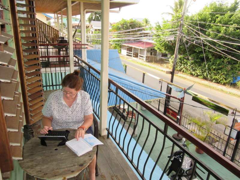 Jackie writing her journal