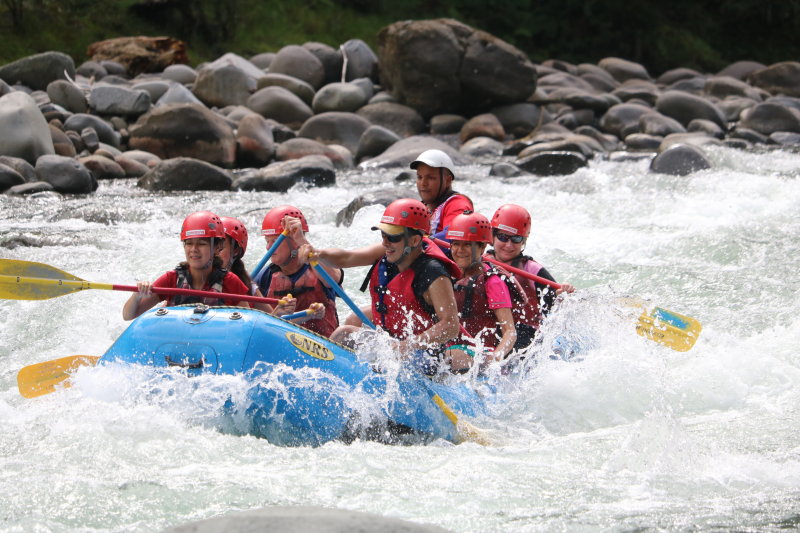 Then the rapids begin - J and P at the back of the raft