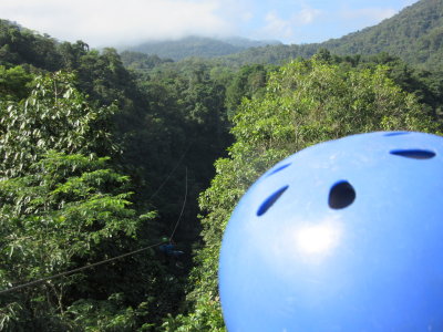 Looking down on the first zipline
