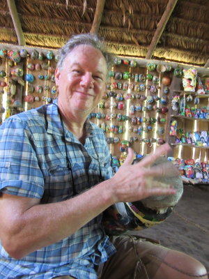 Pete on the drum at the Maleku village