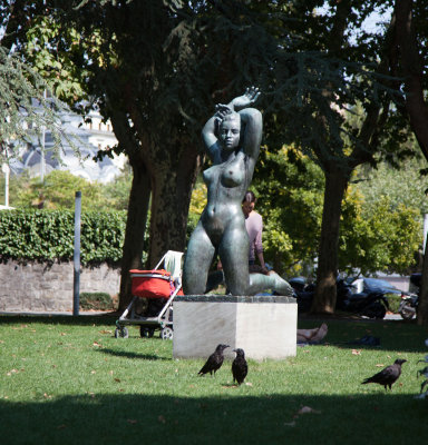 Risque sculpture on waterfront