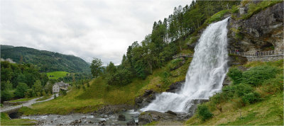 Steinsdalsfossen Waterfall, Kvam, Hardangerfjord.