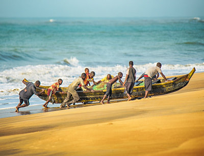 Fishermen Retrieving their Boat