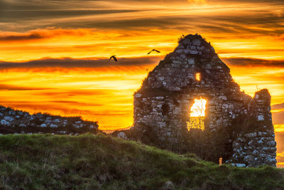 Clonmacnoise Castle Ruins Sunset