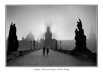  Czech Republic - Prague - Strolling in the post dawn rays of sun and mist on Charles Bridge 