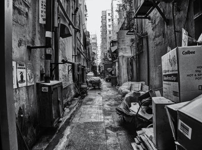 Backyard of a alley in Hong Kong