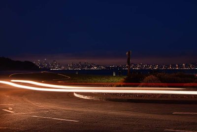 Skyline and Car Trails