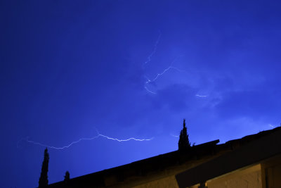 Blue Sky Lit with Lightning