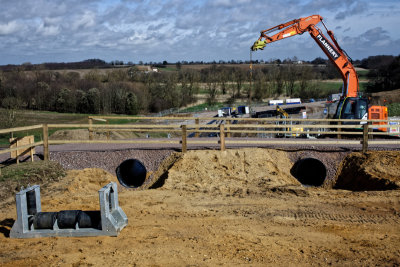 Culvert under farm track for the ducts for cables from offshore wind farm