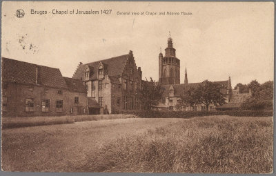 Gezicht op de kloostergebouwen van de zusters Apostolinnen- prentbriefkaart 1925.jpg
