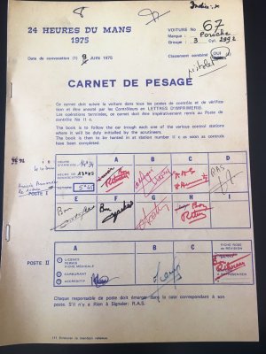 24h du Mans 75 entry documents. 9031