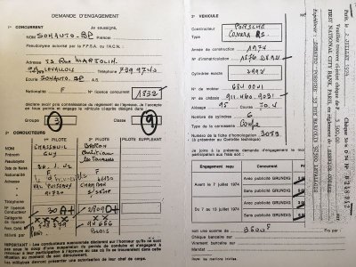 Tour Auto 1974 entry documents 9031