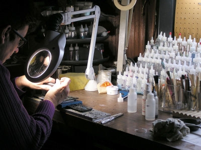 Tessa Meticulously Inlaying a Customers Ring with Opal One Piece at a Time!
