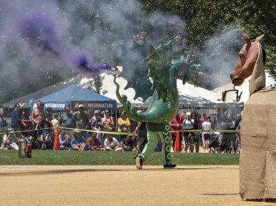 Firework and smoke spewing dragon