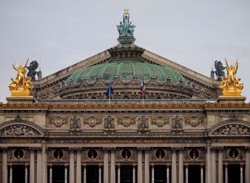 Front of Opéra Garnier, seen from the Avenue de l'Opéra. 