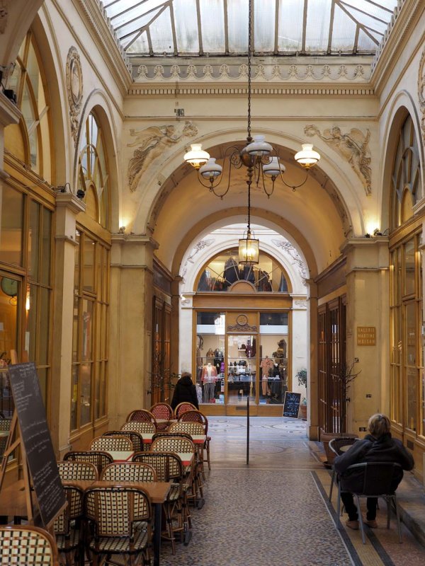 Galerie Vivienne; from Rue de la Banque et Rue des Petits Champs. 