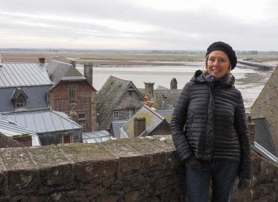 Françoise on the paths of the Mont Saint Michel.