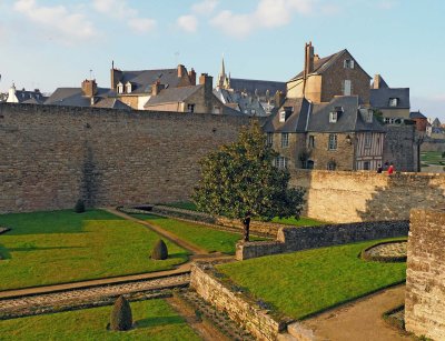 Vannes; the walls (remparts) of the historic city.