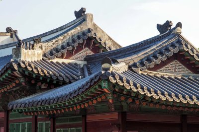 Inside the Gyeongbokgung Palace; typical roofs.