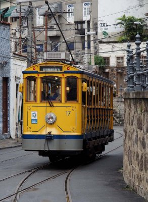 The small tramway (called `bondinho`) is a classical attraction of Lapa and Santa Tereza areas.
