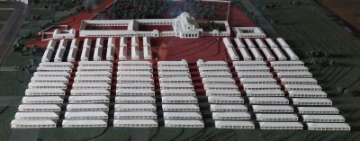 The Missões maquette: indien houses in foreground and the church São Miguel Arcanjo; about 6000 indiens lived there.