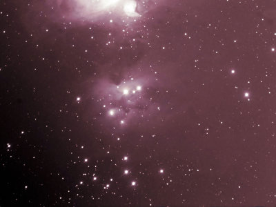 NGC1977 Running Man nebula: 10 mins exposurewith 90mm itelescope at Siding Spring NSW ( with Orion nebula M42 at top)