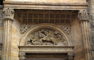  Prague castle St George (Basilica) and dragon over doorway