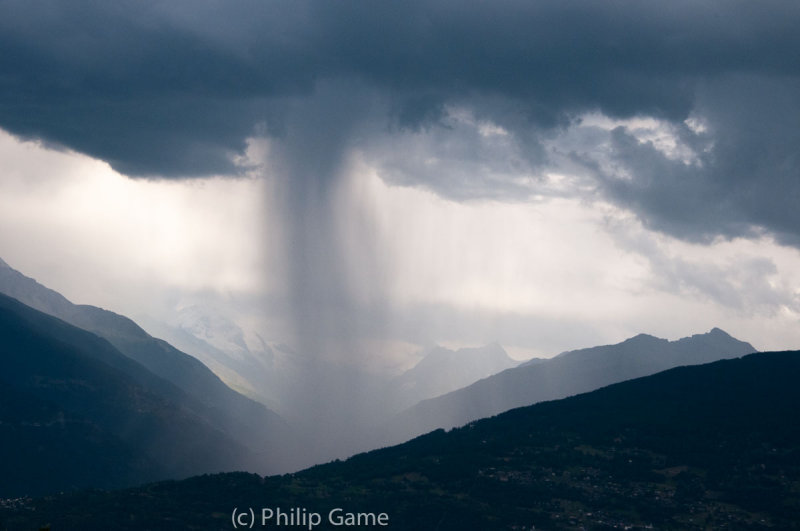 Summer storm breaks behind the Rhone Valley