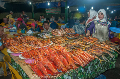 Seafood spread at the Night Market, Kota Kinabalu
