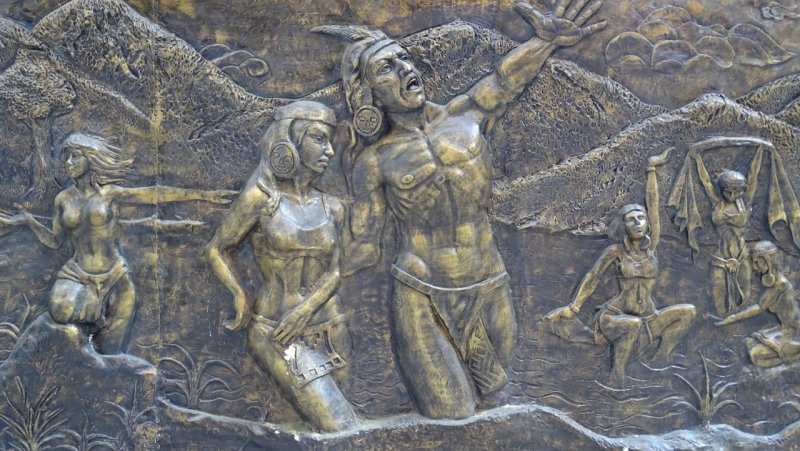 Bronze plated mural of Inca civilization