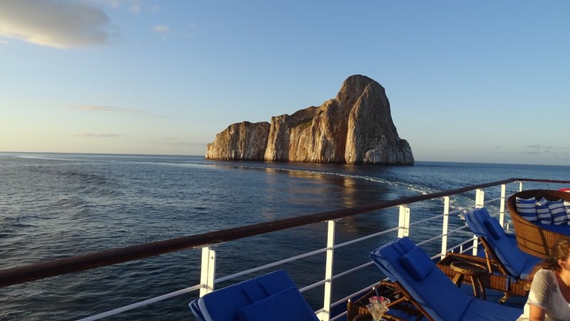 Sailing by Kicker Rock on the Galapagos Legend
